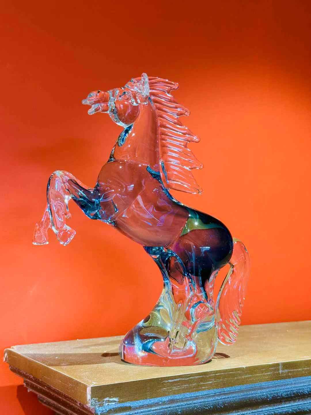 Handmade Blown Glass Art Horse Figurine Animal Steed Figurine