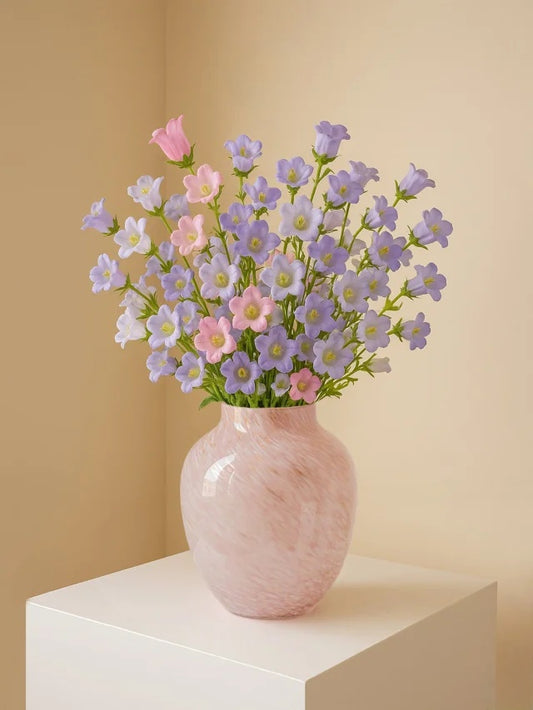 Minimalist Decorative Flower Vase for Home–Handcrafted Crystal Flower Vase with Pink Glossy Finish