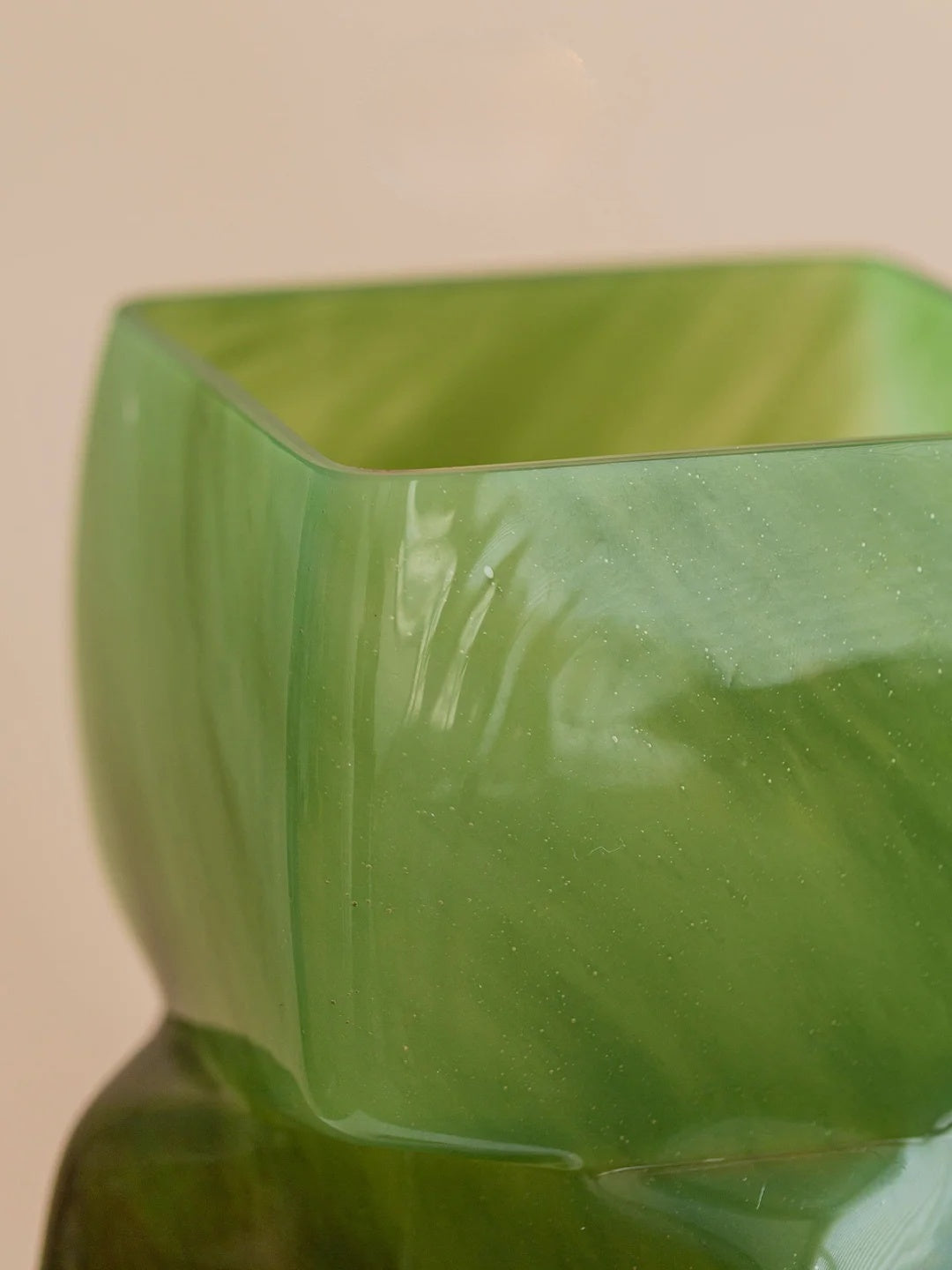 Modern Stacked Glass Vase - Green to Amber Gradient, Handcrafted Geometric Home Decor, Luxury Centerpiece for Living Room & Wedding