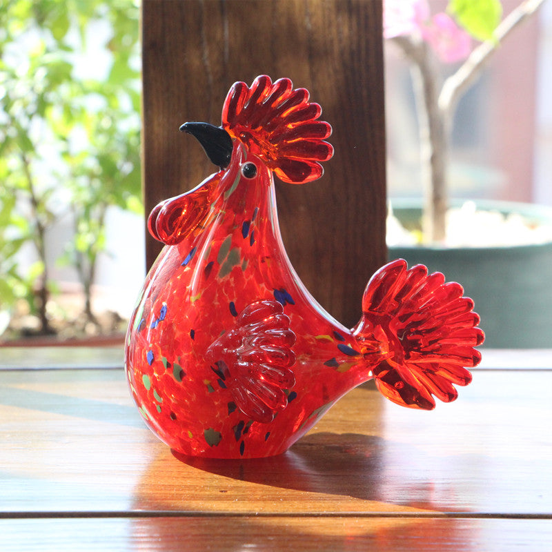 Vintage Art Hand-Blown Glass Rooster Figurine