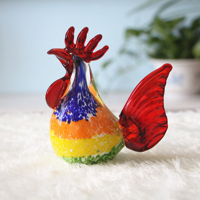 Vintage Art Hand-Blown Glass Rooster Figurine