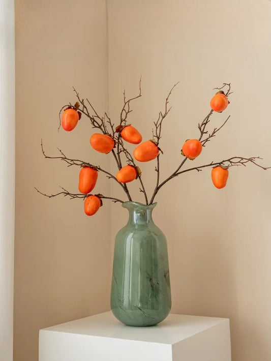 Forest Green Hand-Blown Glass Vase–Handcrafted Crystal Home Decor Inspired by Nature