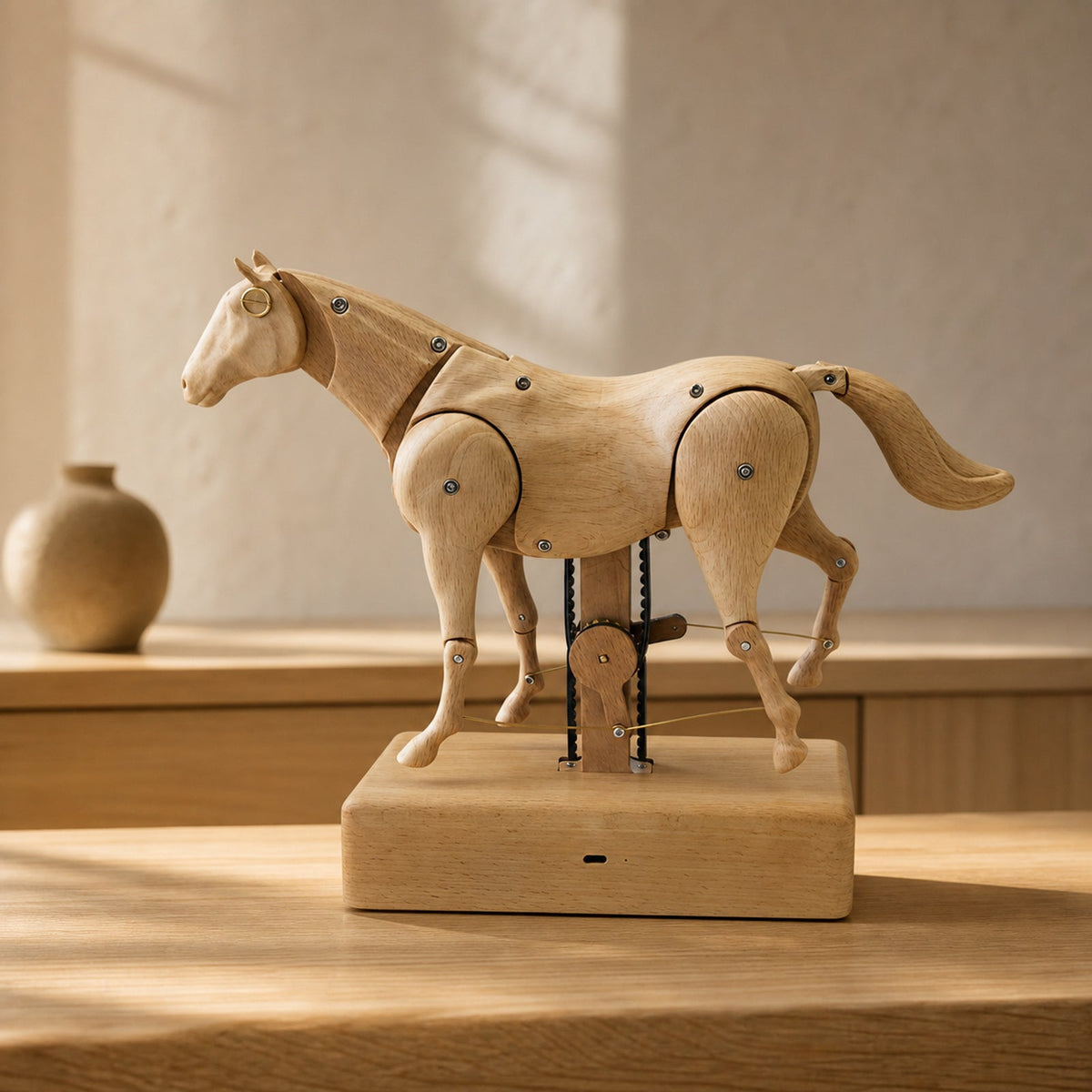 Chameleon Handcrafted Wooden Horse Automaton