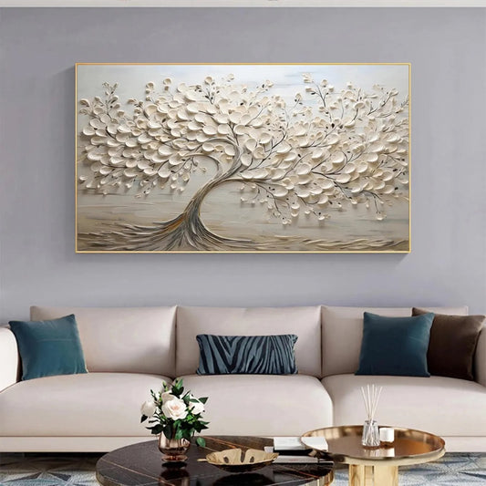 3D Textured Tree Painting, Brown Beige Abstract Art on Canvas, Brown Tree Minimalist Art, Modern Textured wall art, Neutral wall painting