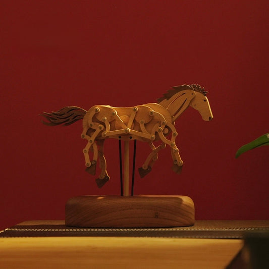 Handcrafted Wooden Horse Automaton with Moving Legs