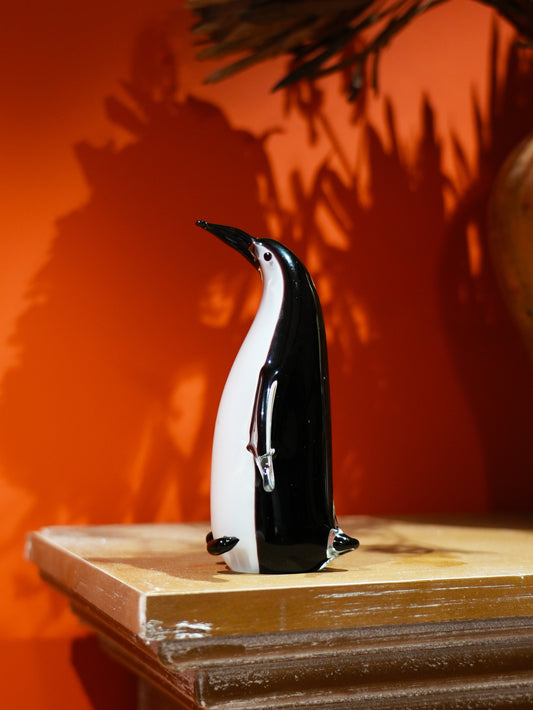 Handcrafted Glass Penguin Animal Sculpture
