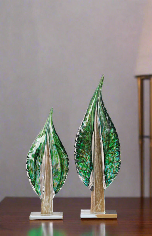 Light luxury high-end ornaments art leaf glass craft decorations