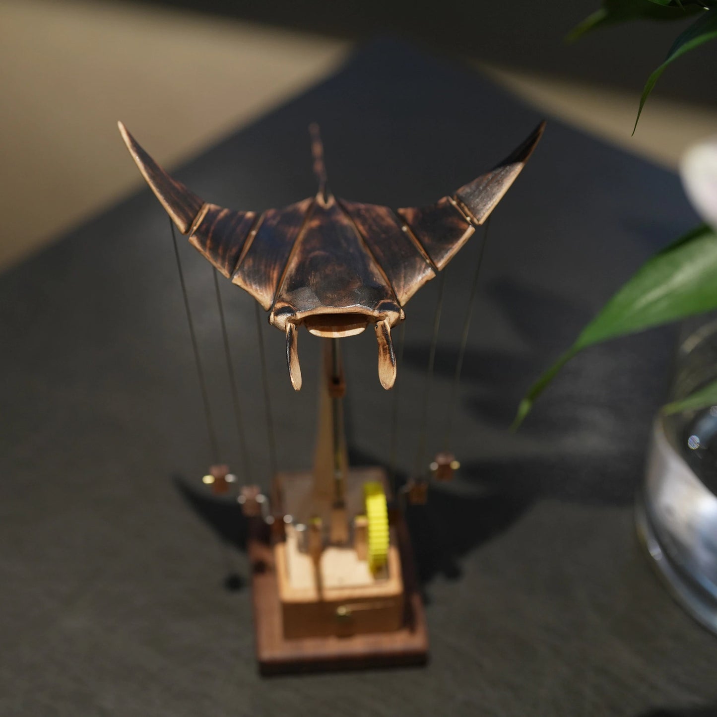 Artisan Wooden Manta Ray Automaton