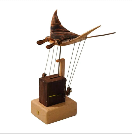 ChameleonDecor Art Artisan Handcrafted Wooden Automaton Manta Ray