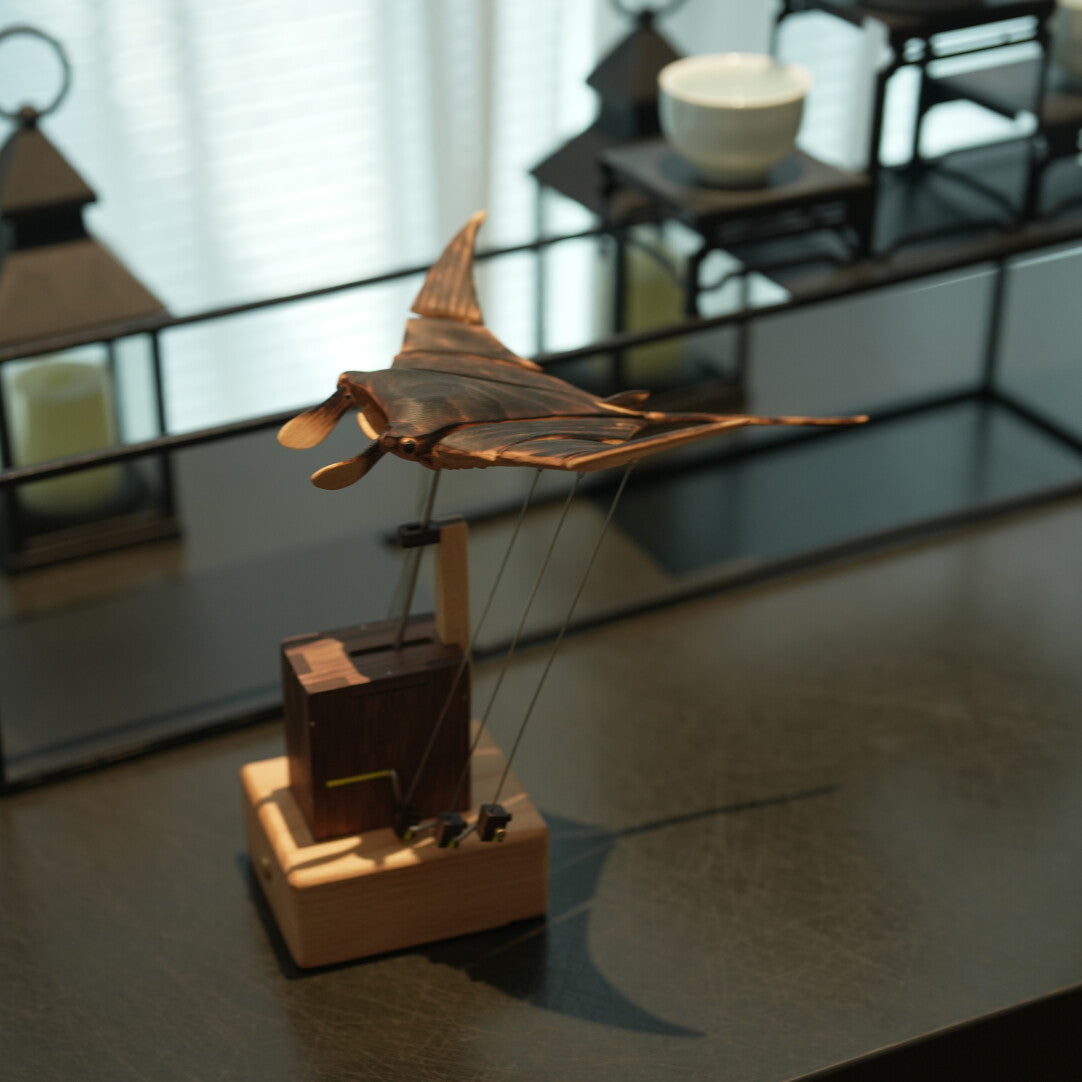 Artisan Wooden Manta Ray Automaton