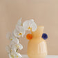 Modern Peach Crystal Glass Vase – Handcrafted Art with Orange & Blue Accents