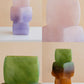 Modern Stacked Glass Vase - Green to Amber Gradient, Handcrafted Geometric Home Decor, Luxury Centerpiece for Living Room & Wedding