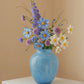 Minimalist Decorative Flower Vase for Home Handcrafted Crystal Flower Vase with Blue Glossy Finish