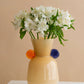 Modern Peach Crystal Glass Vase – Handcrafted Art with Orange & Blue Accents