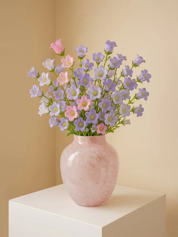Minimalist Decorative Flower Vase for Home–Handcrafted Crystal Flower Vase with Pink Glossy Finish