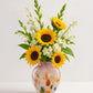 Hand-Painted Art Glass Vase - Multicolor Splash Design, White Base with Rainbow Accents, Boho Chic Home Decor