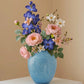 Minimalist Decorative Flower Vase for Home Handcrafted Crystal Flower Vase with Blue Glossy Finish