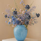 Minimalist Decorative Flower Vase for Home Handcrafted Crystal Flower Vase with Blue Glossy Finish