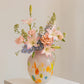 Hand-Painted Art Glass Vase - Multicolor Splash Design, White Base with Rainbow Accents, Boho Chic Home Decor
