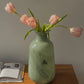 Forest Green Hand-Blown Glass Vase–Handcrafted Crystal Home Decor Inspired by Nature