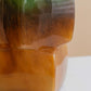 Modern Stacked Glass Vase - Green to Amber Gradient, Handcrafted Geometric Home Decor, Luxury Centerpiece for Living Room & Wedding