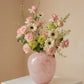 Minimalist Decorative Flower Vase for Home–Handcrafted Crystal Flower Vase with Pink Glossy Finish