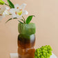 Modern Stacked Glass Vase - Green to Amber Gradient, Handcrafted Geometric Home Decor, Luxury Centerpiece for Living Room & Wedding