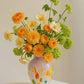 Hand-Painted Art Glass Vase - Multicolor Splash Design, White Base with Rainbow Accents, Boho Chic Home Decor