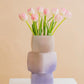 Modern Stacked Glass Vase - Purple to Pink Gradient, Handcrafted Geometric Home Decor, Luxury Centerpiece for Living Room & Wedding