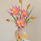 Hand-Painted Art Glass Vase - Multicolor Splash Design, White Base with Rainbow Accents, Boho Chic Home Decor