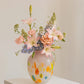 Hand-Painted Art Glass Vase - Multicolor Splash Design, White Base with Rainbow Accents, Boho Chic Home Decor