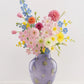 Hand-Painted Art Glass Vase - Multicolor Splash Design, Purple Base with Rainbow Accents, Boho Chic Home Decor