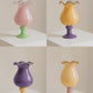 Handmade Wave-Rim Glass Vase - Yellow & Purple Ombre, Stacked Geometric Base, Boho Home Decor, Centerpiece for Living Room