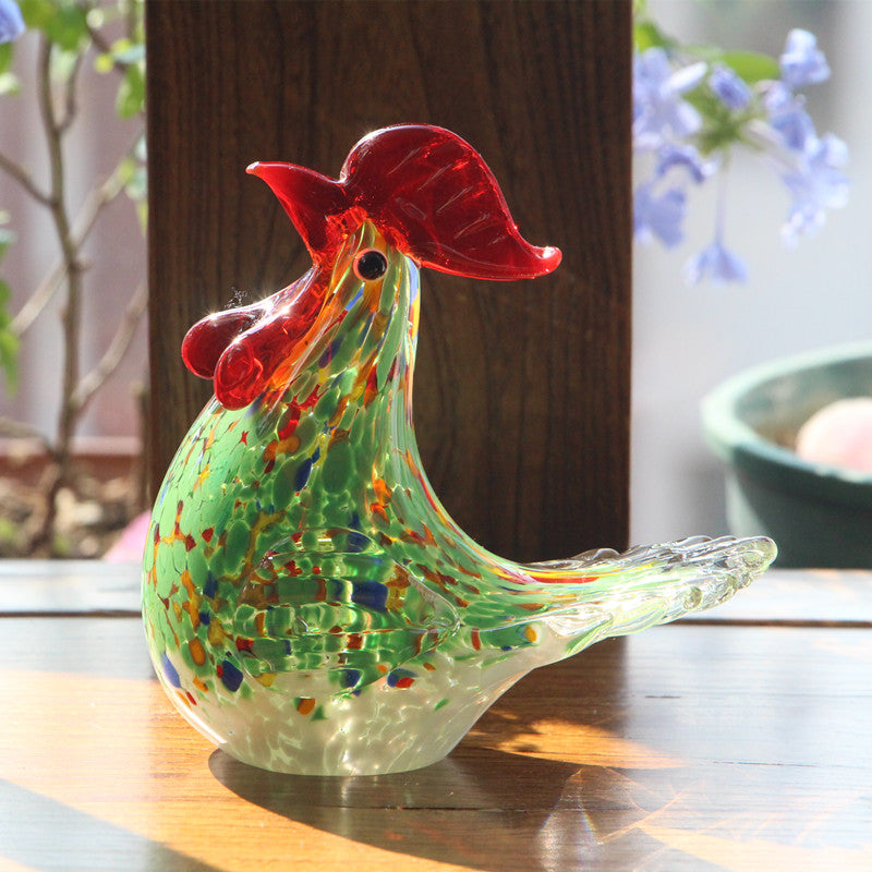 Vintage Art Hand-Blown Glass Rooster Figurine