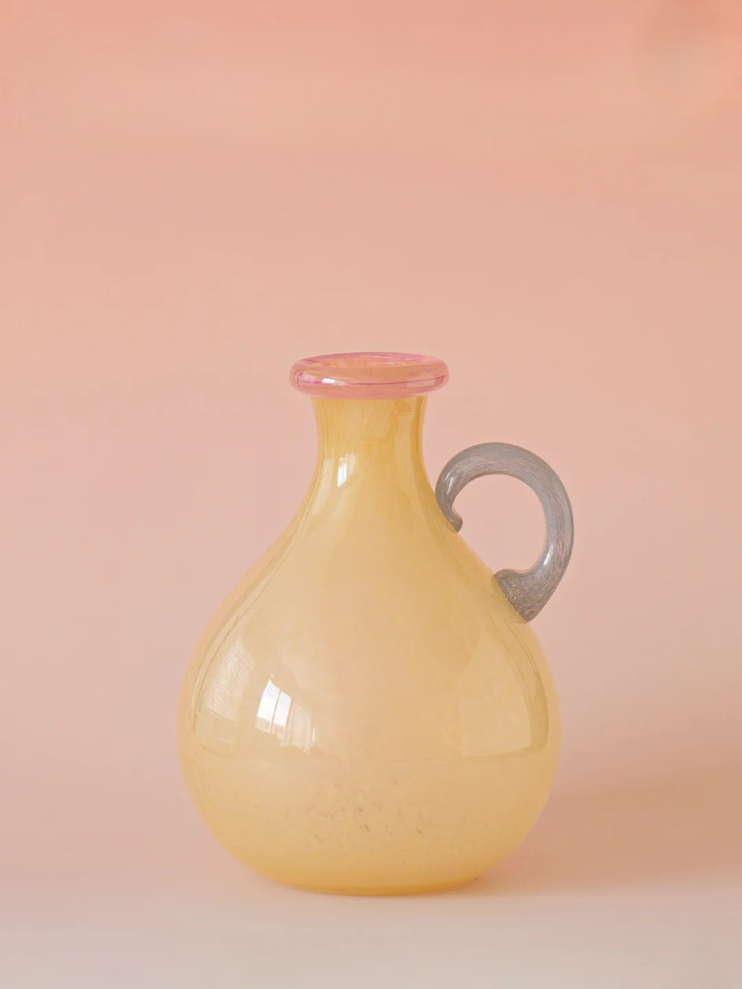 Creamy Yellow Crystal Glass Jug Vase–Minimalist Pastel Glass Decor