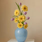 Minimalist Decorative Flower Vase for Home Handcrafted Crystal Flower Vase with Blue Glossy Finish