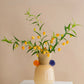 Modern Peach Crystal Glass Vase – Handcrafted Art with Orange & Blue Accents