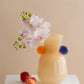 Modern Peach Crystal Glass Vase – Handcrafted Art with Orange & Blue Accents