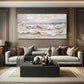 Large 3D Textured Ocean Wall Art Original Plaster Style Beach Painting on Canvas Earth Tone Wave Decor Unique Wabi-sabi Living Room Wall Art