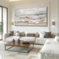 Large 3D Textured Ocean Wall Art Original Plaster Style Beach Painting on Canvas Earth Tone Wave Decor Unique Wabi-sabi Living Room Wall Art
