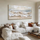 Large 3D Textured Ocean Wall Art Original Plaster Style Beach Painting on Canvas Earth Tone Wave Decor Unique Wabi-sabi Living Room Wall Art