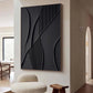 Large Black Minimalist Wall Art , Black 3D Texture Painting , Black Modern Simple Abstract Painting , Black Minimalist Art , Black 3D Art