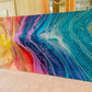 Crystal Resin Glass Huge Agate Abstract Modern Custom Gold Orange Red Green Blue Purple Teal Crystal Water Earth Glass Painting