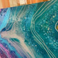 Crystal Resin Glass Huge Agate Abstract Modern Custom Gold Orange Red Green Blue Purple Teal Crystal Water Earth Glass Painting
