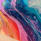 Crystal Resin Glass Huge Agate Abstract Modern Custom Gold Orange Red Green Blue Purple Teal Crystal Water Earth Glass Painting