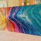 Crystal Resin Glass Huge Agate Abstract Modern Custom Gold Orange Red Green Blue Purple Teal Crystal Water Earth Glass Painting