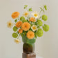 Modern Stacked Glass Vase - Green to Amber Gradient, Handcrafted Geometric Home Decor, Luxury Centerpiece for Living Room & Wedding