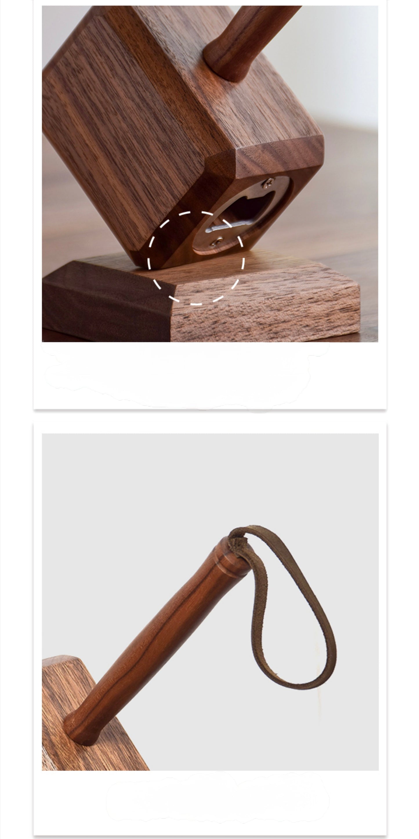 Handcrafted Wooden Thor’s Hammer Magnetic Bottle Opener & Desk Sculpture