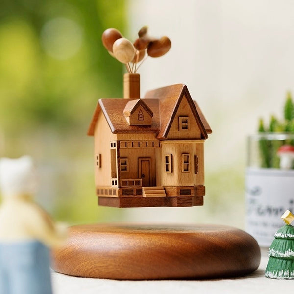 Handcrafted Magnetic Levitating Wooden Flying House