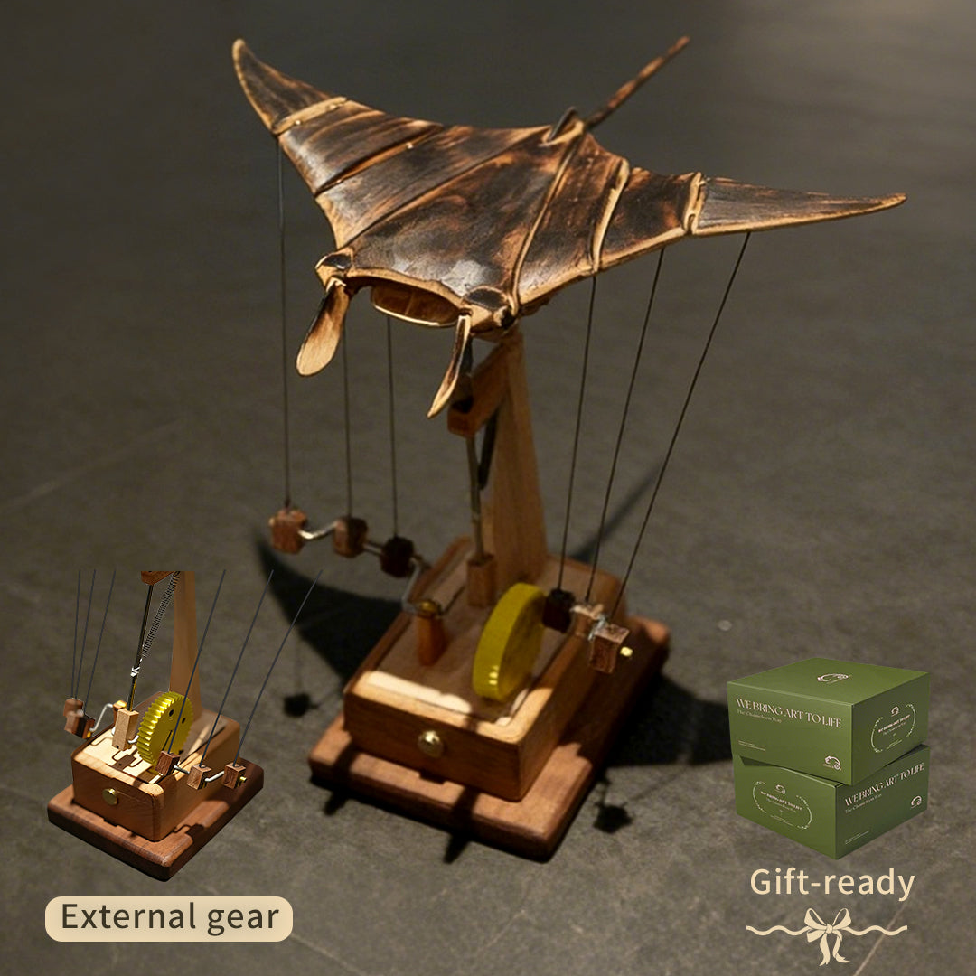 Artisan Wooden Manta Ray Automaton